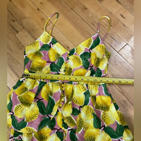 Farm Rio / anthropologie Fresh Lemons Ruffled Midi Dress Small - Picture 12 of 15